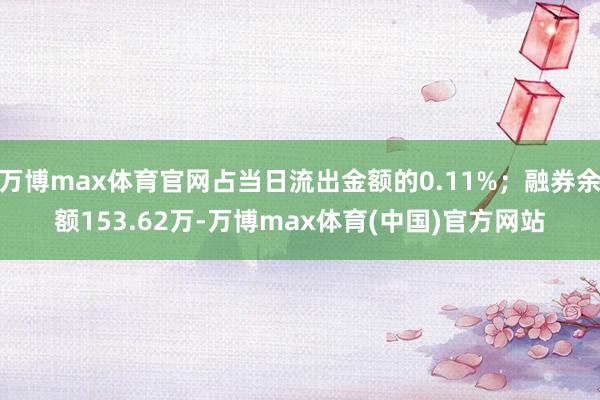 万博max体育官网占当日流出金额的0.11%；融券余额153.62万-万博max体育(中国)官方网站