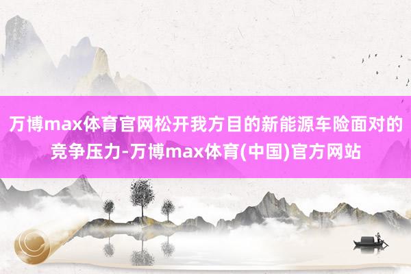 万博max体育官网松开我方目的新能源车险面对的竞争压力-万博max体育(中国)官方网站