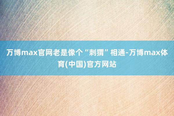 万博max官网老是像个“刺猬”相通-万博max体育(中国)官方网站